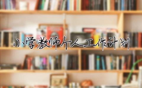 小学教师个人工作计划 小学教师个人工作计划2024（精选合集3篇）