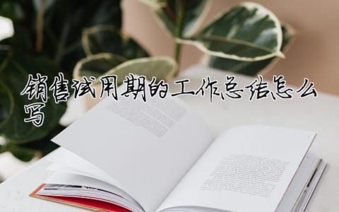 销售试用期的工作总结怎么写 销售试用期间工作总结怎么写（精选合集9篇）