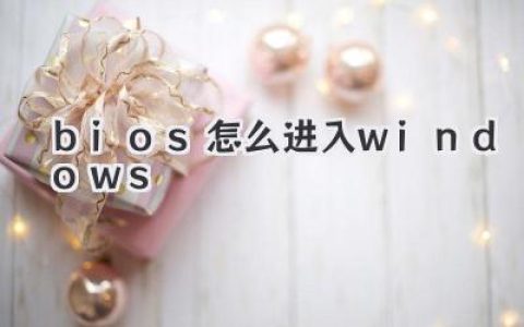 如何进入Windows：BIOS设置的关键步骤详解